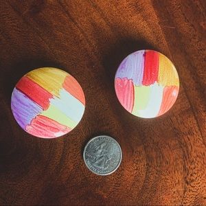 Vintage Color Block Earrings from the 80s